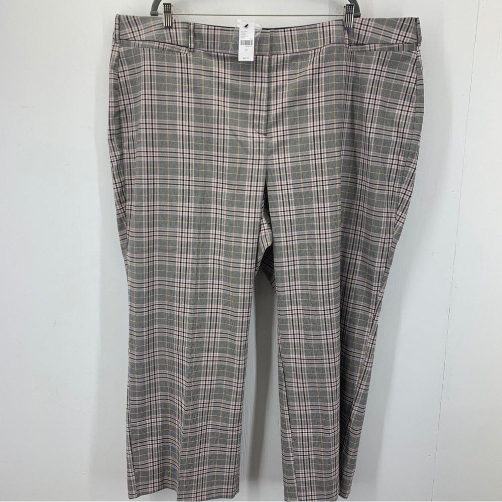 Lane Bryant Woman’s 28S Pants Trousers Plaid Stretch Elastic Waist Comfort NEW